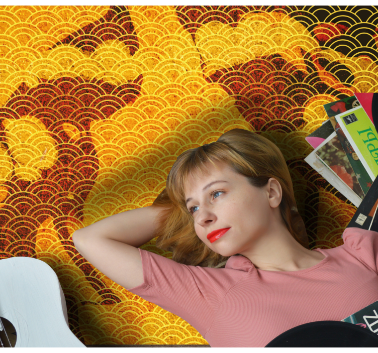 Elegant gold texture living room rug - TenStickers