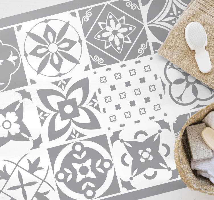 Grey elegant tile vinyl rug - TenStickers