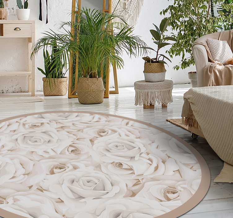 Elegant Rose Pattern flower vinyl rug - TenStickers