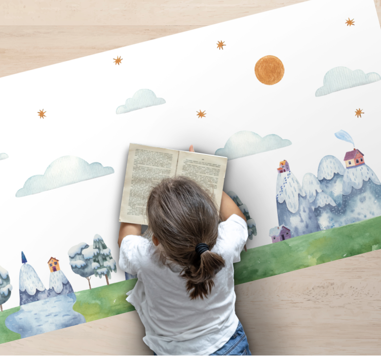 Enchanted Landscape Scene playroom vinyl rug - TenStickers