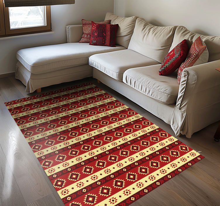 Ethnic pattern red vinyl rug - TenStickers