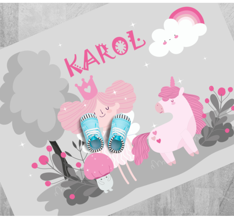 Fairy tale scene with name vinyl rug - TenStickers