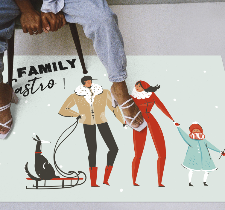 Personalised winter family custom vinyl rug - TenStickers