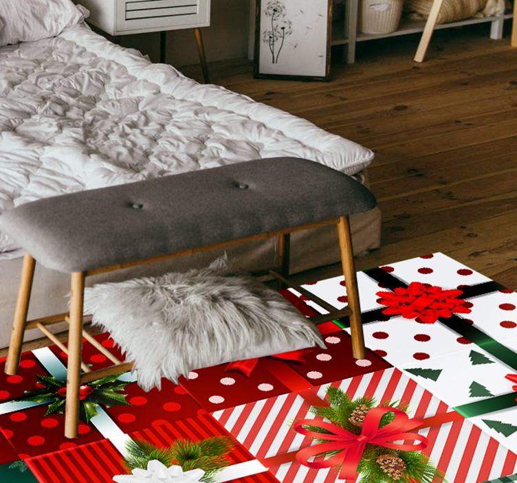 Festive Gift Patterns christmas vinyl rug - TenStickers