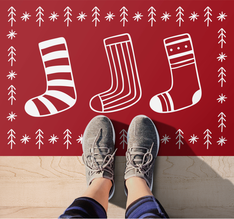 Red fstive socks christmas vinyl rug - TenStickers