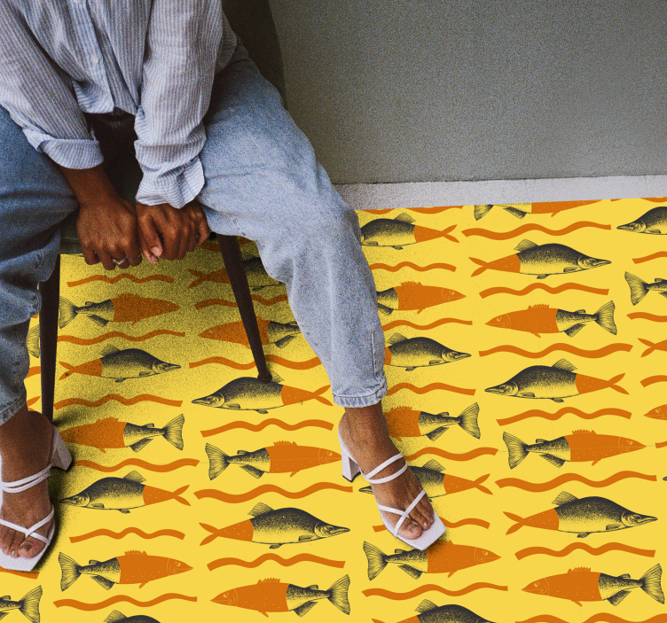 Yellow fish motif animal vinyl rug - TenStickers