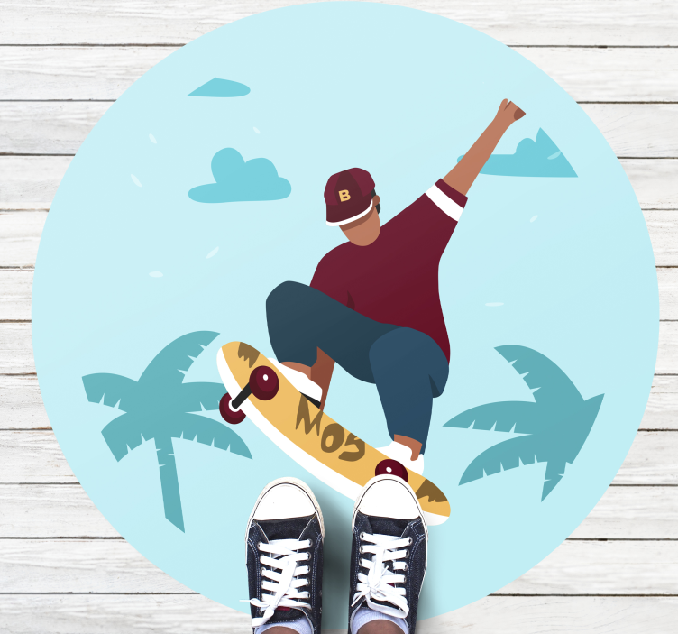 Flipped Skateboard teen vinyl rug - TenStickers