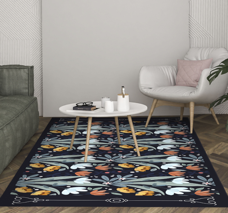 Floral Arrangement Pattern flower vinyl rug - TenStickers