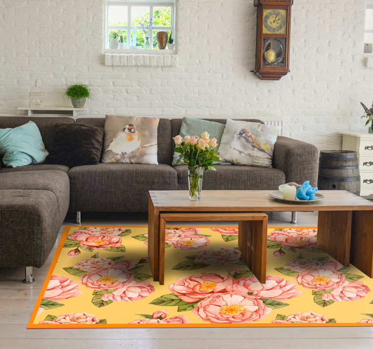 Floral Blooming Beauty flower vinyl rug - TenStickers