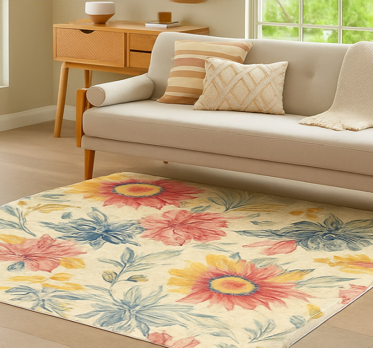 Floral burst kitchen vinyl rug - TenStickers