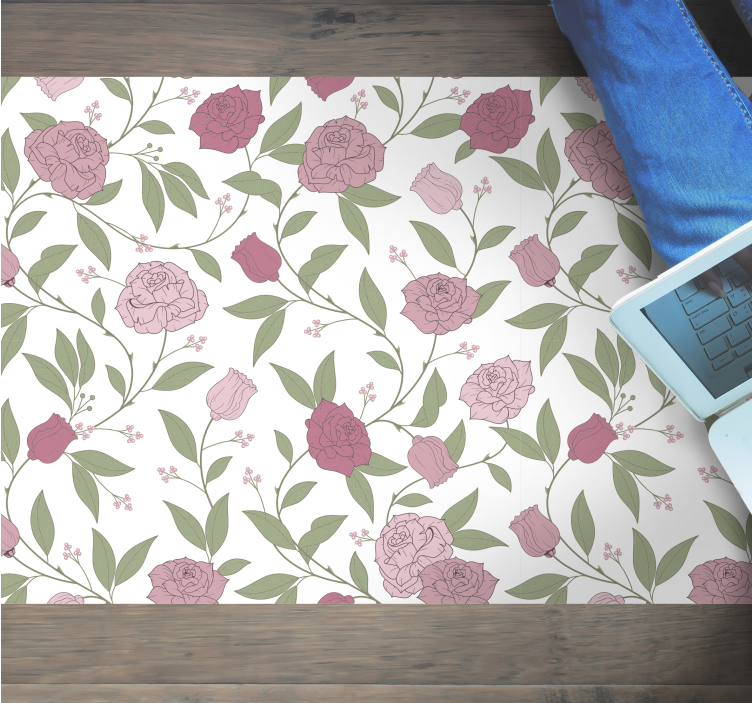 Elegant garden pattern flower vinyl rug - TenStickers