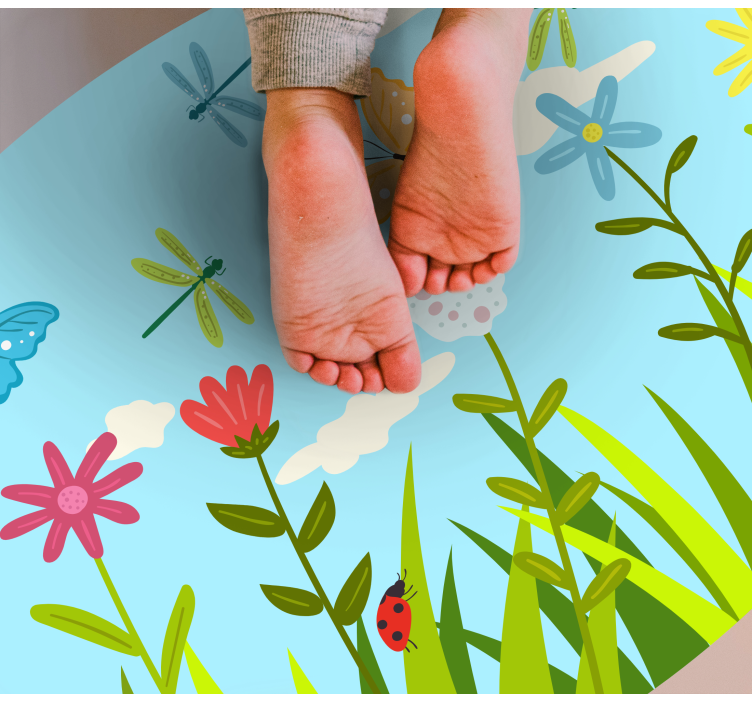 FLORAL GARDEN SCENE flower vinyl rug - TenStickers