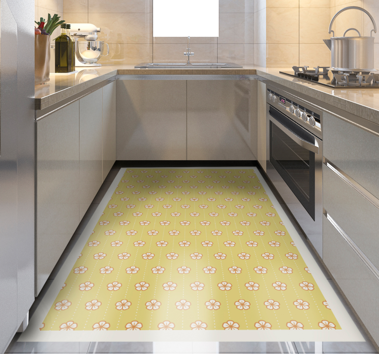 Floral Kitchen Accessory flower vinyl rug - TenStickers