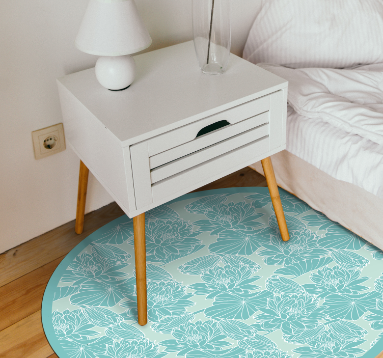 Floral Motif Circle flower vinyl rug - TenStickers