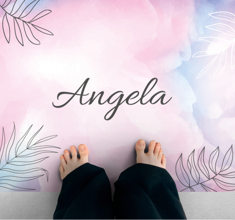 Floral custom name bedroom vinyl rug - TenStickers