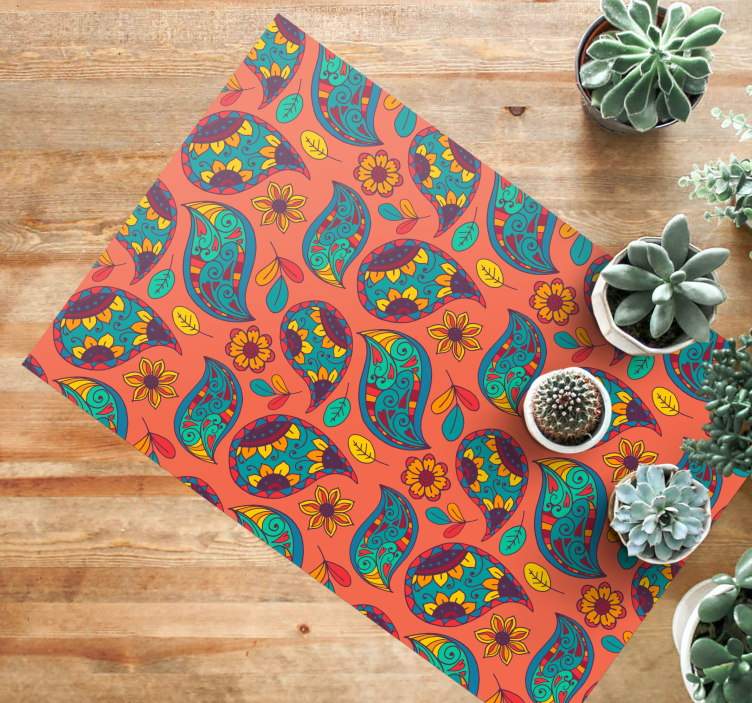 Floral Paisley Pattern flower vinyl rug - TenStickers