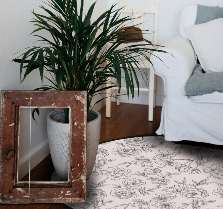 Floral Pattern Circle flower vinyl rug - TenStickers