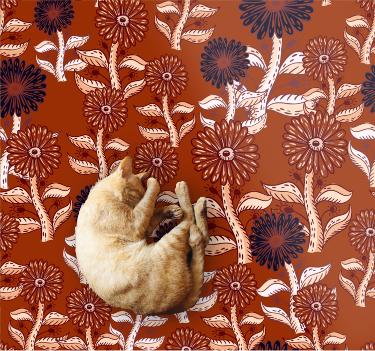 Floral Pattern Harmony flower vinyl rug - TenStickers