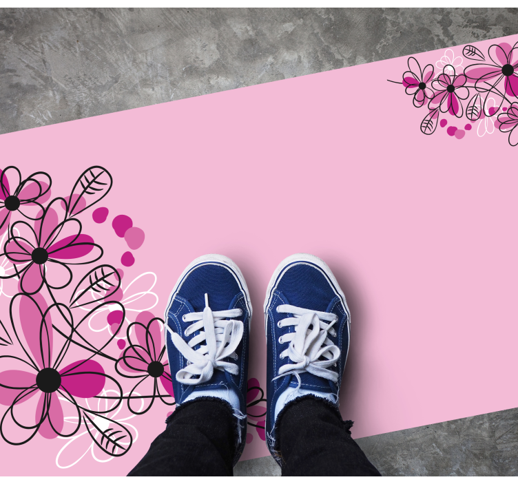 Floral Pink Charm flower vinyl rug - TenStickers