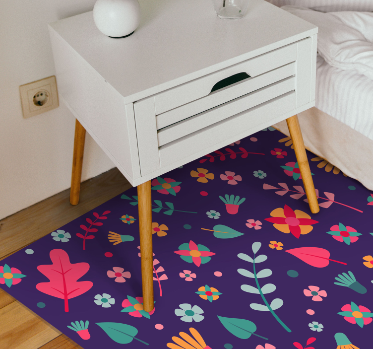 Floral Polka Dot vinyl rug - TenStickers