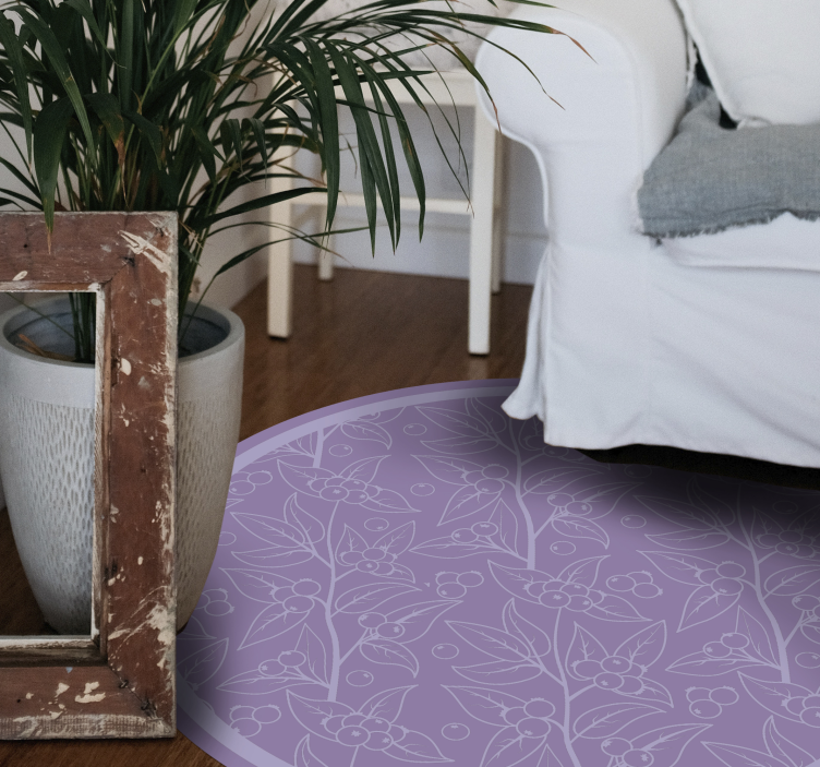 Lavender berry branches flower vinyl rug - TenStickers