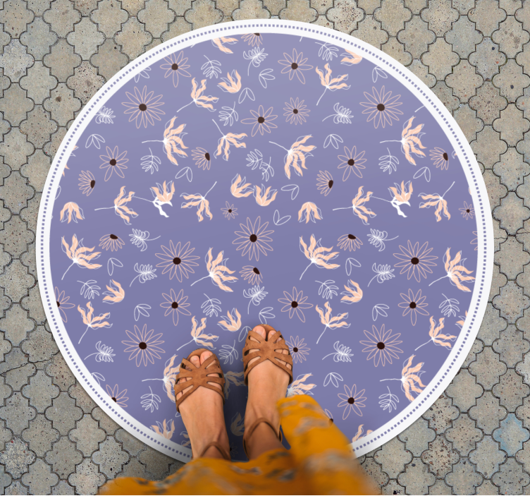 Floral Purple Pattern flower vinyl rug - TenStickers