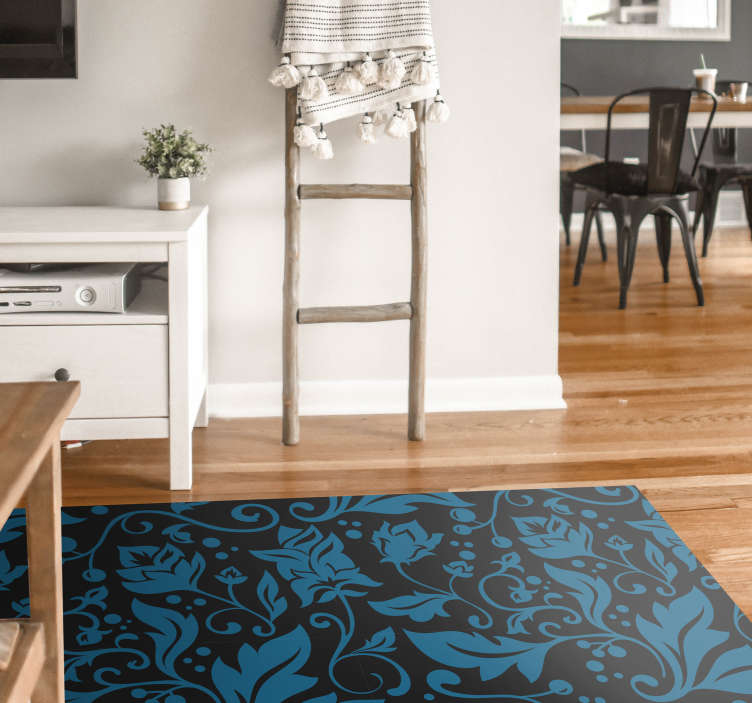 Floral Swirl Motif flower vinyl rug - TenStickers