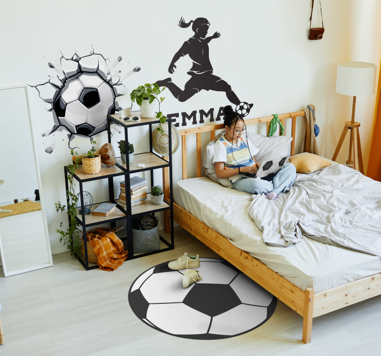 Football ball kids vinyl rug - TenStickers