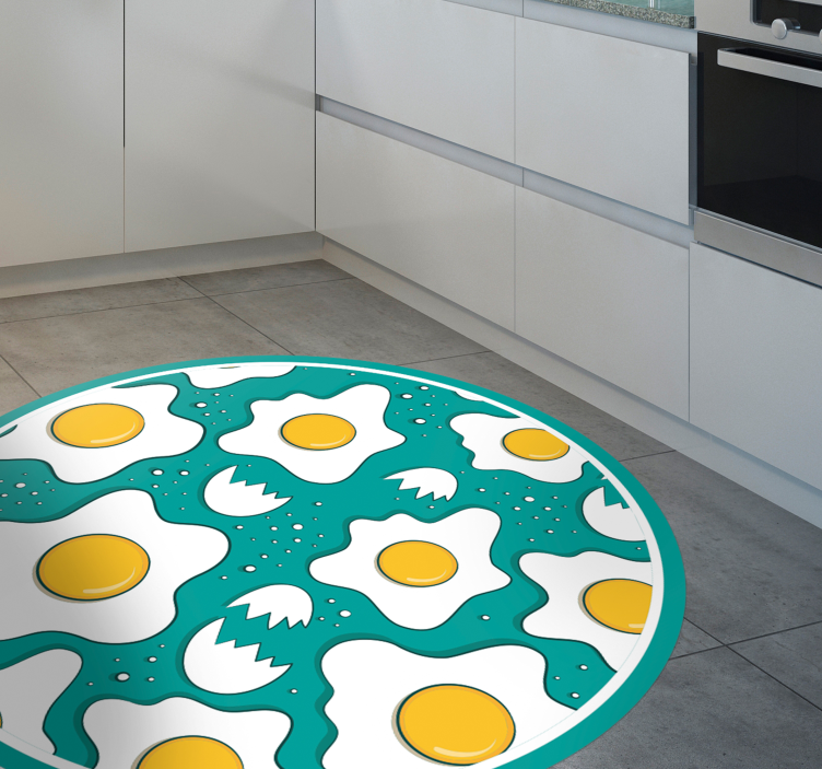 Fried eggs pattern kitchen floor tiles - TenStickers
