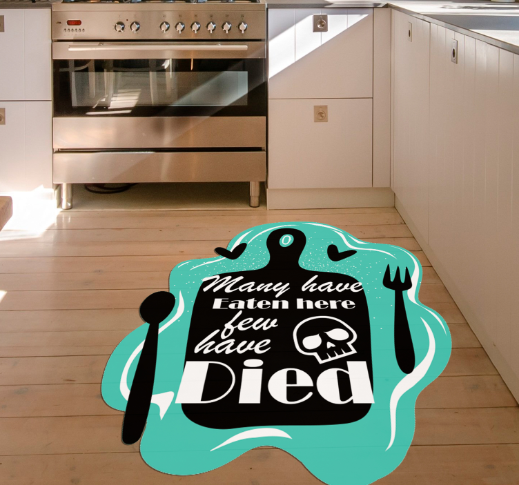 Funny kitchen quote vinyl rug - TenStickers