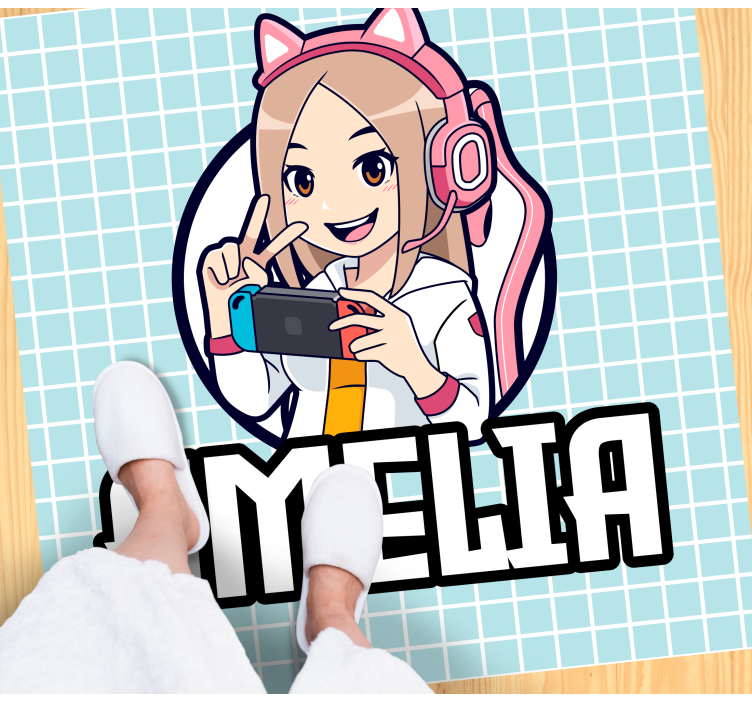 Gaming girl with name teenager vinyl rug - TenStickers