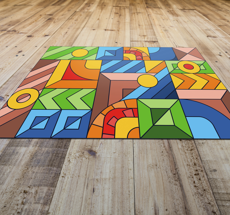 Geometric Color Blocks geometric vinyl rug - TenStickers