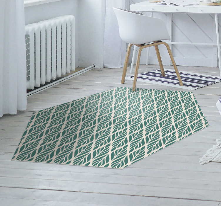 Geometric Leaf Pattern geometric vinyl rug - TenStickers