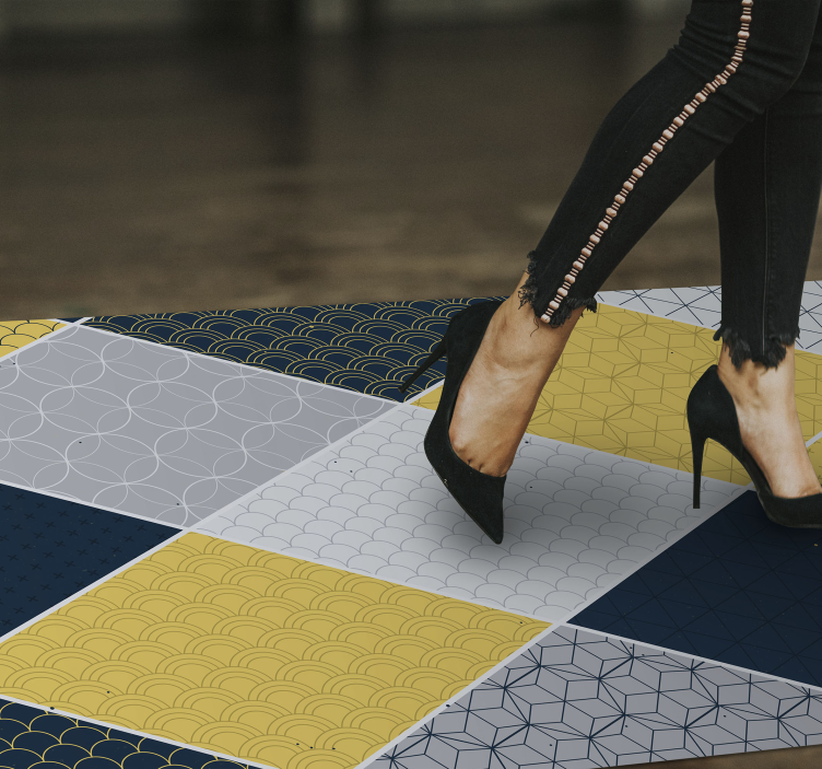 Geometric Mosaic Blend geometric vinyl rug - TenStickers