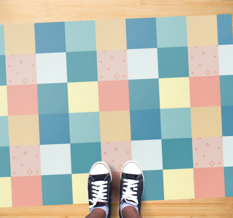 Geometric Pastel Checkerboard geometric vinyl rug - TenStickers