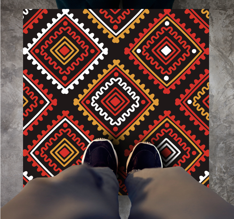 Geometric pattern warm colours ethnic rug - TenStickers