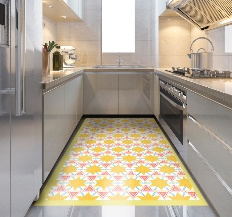 Geometric Starburst Pattern kitchen vinyl rug - TenStickers