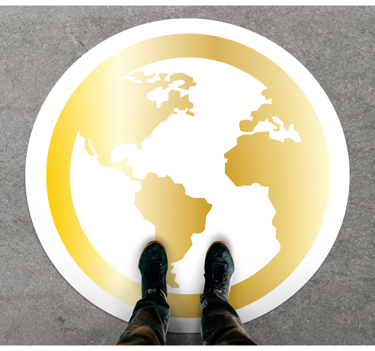 Gold world map circular rug - TenStickers