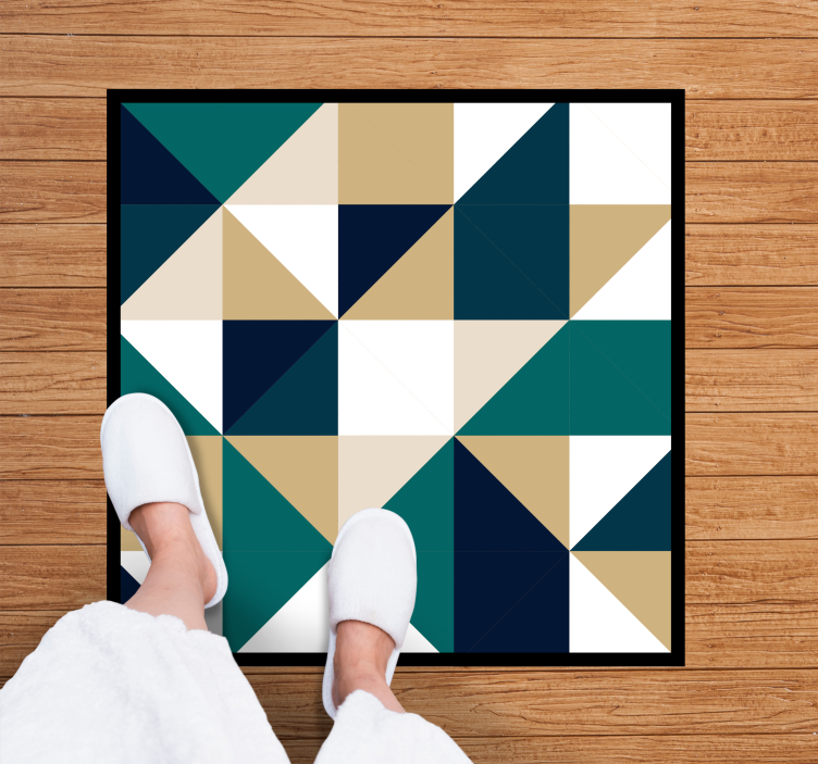 Golden and green nordic triangles rug - TenStickers