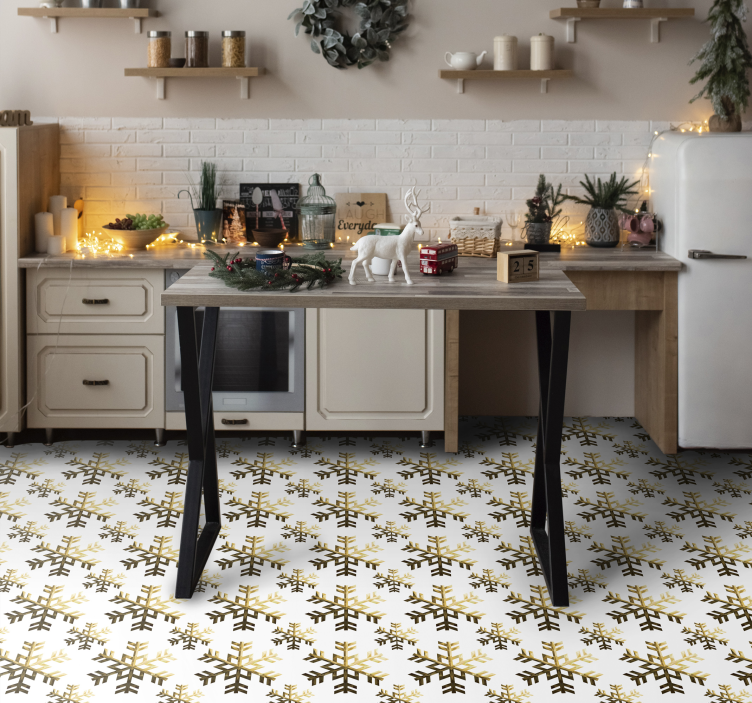 golden snowflakes pattern Christmas rug - TenStickers