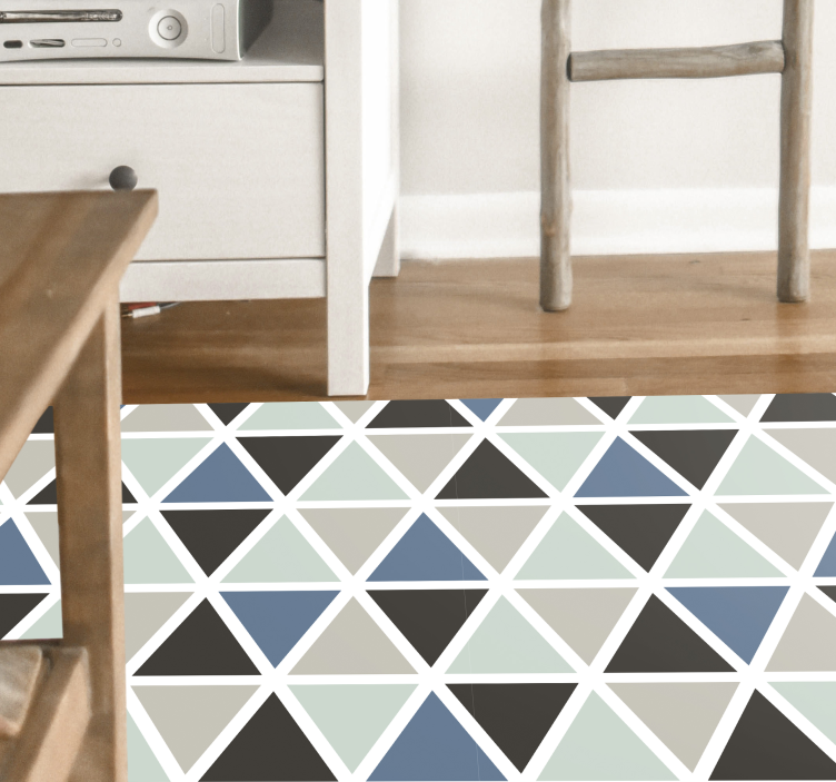 Gray and blue geometric pattern geometric rugs - TenStickers