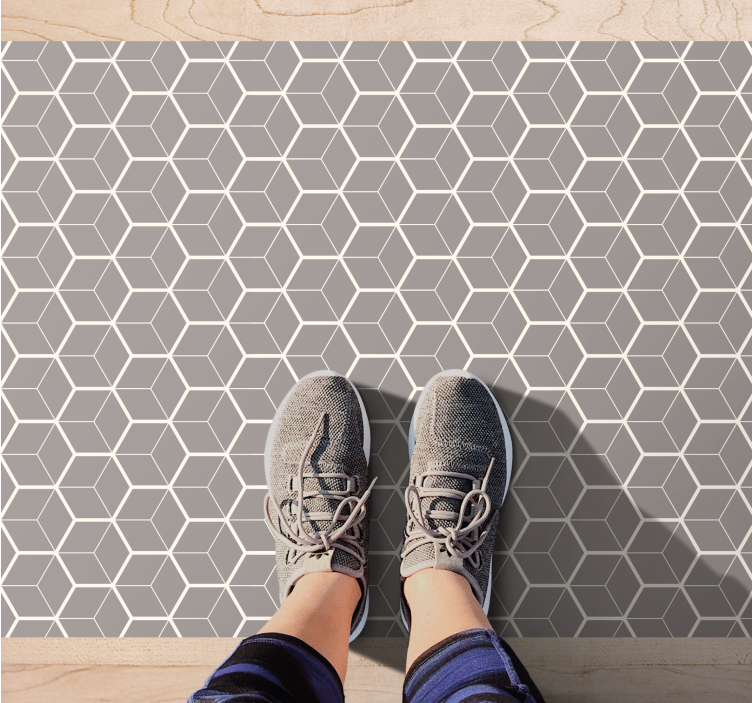 Gray and white hexagon pattern geometric rugs - TenStickers