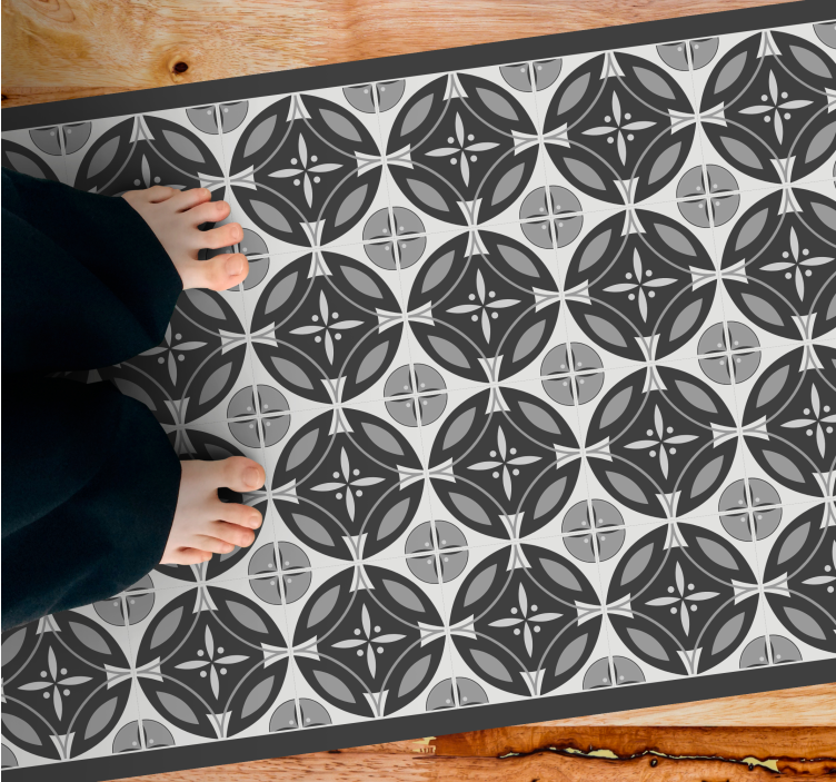 Gray and white soft shapes pattern tile carpet - TenStickers