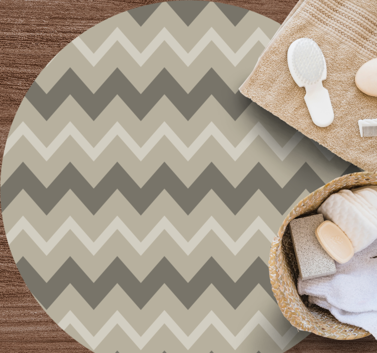 Gray tones zig zag lines circular rug - TenStickers