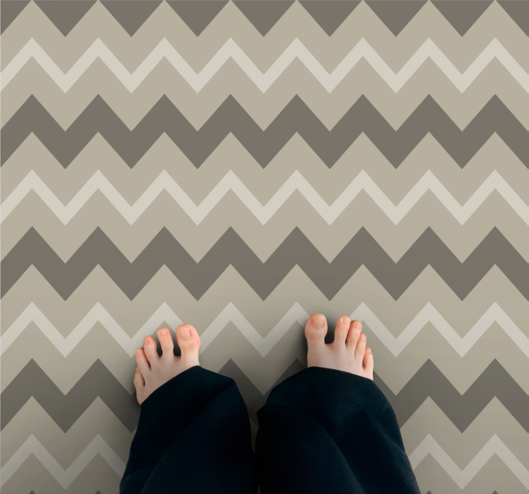 Gray tones zig zag lines square vinyl rug - TenStickers