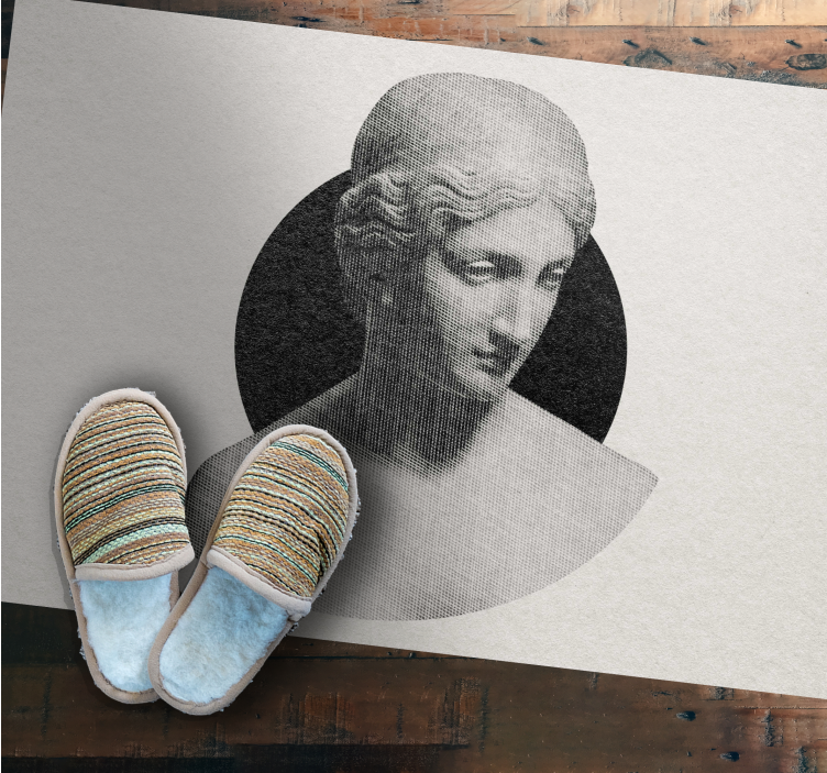 Greek statue in engraving style bedroom rug - TenStickers