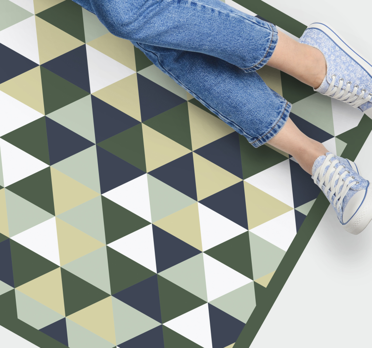 Green and blue nordic triangles geometric rug - TenStickers
