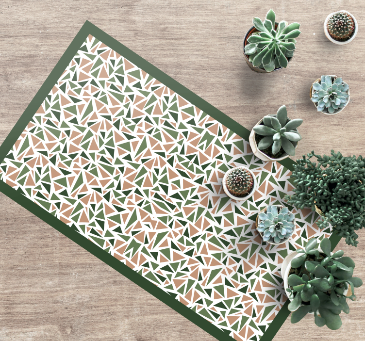 Green and brown nordic triangles geometric rug - TenStickers