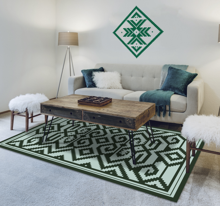 Green Geometric Patterns nordic vinyl rug - TenStickers