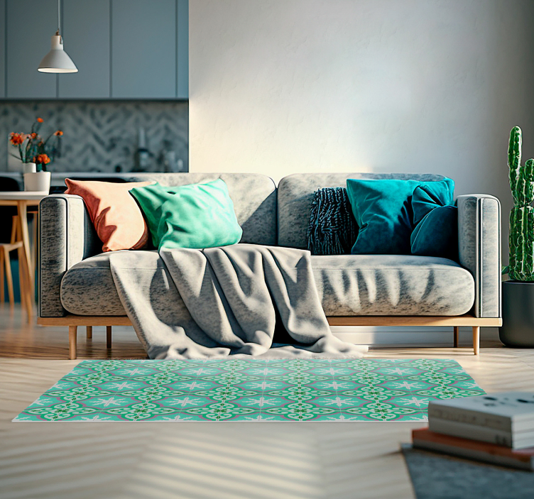 green hydraulic tile vintage rug - TenStickers